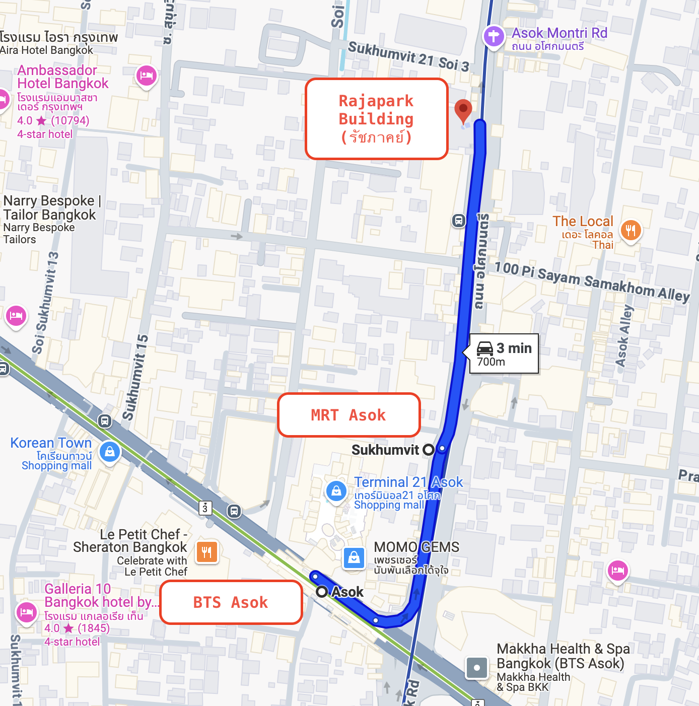 Map to Rajapark Building