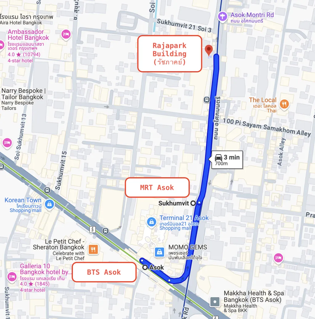 Map to Rajapark Building